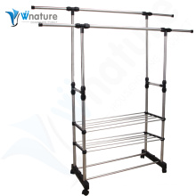 storage shelf with cloth hanger and clothes rack
